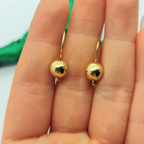 Ladies 9ct Yellow Gold (375, 9K) High Quality Kidney Ball Earrings - Picture 5 of 8