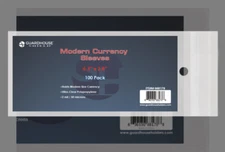 1 Pack (100 Sleeves) Guardhouse Bcw Currency Sleeves - Regular Modern Bill