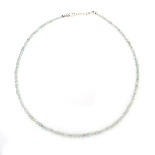 Collana girocollo donna perle pietre preziose rondelle sfaccettate acquamarina blu 3-4 mm 18" - Foto 4 di 12