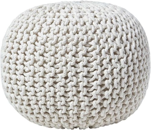 50cm Knitted Pouffe 100% Cotton Chunky Moroccan Round Footstools Beans Filled - Picture 28 of 47