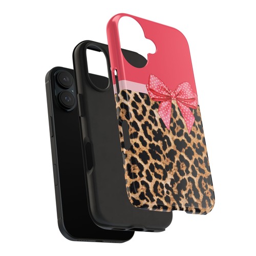 Pink, Brown Leopard Print & Polka Dot Bow Tough Phone Case Iphone Samsung Galaxy - Picture 11 of 108