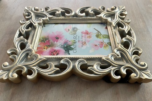 CYNTHIA ROWLEY ROCOCO BRUSHED GOLD W/ SILVER GRAY ORNATE PICTURE FRAME BDAY GIFT - Picture 8 of 9