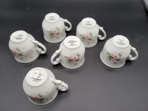 Hand Painted Floral Porcelain Demitasse Expresso Cup Saucer Schmidt Brazil X 6 - Picture 11 of 11
