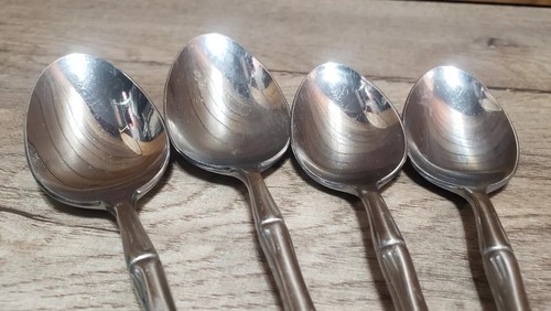 Bamboo Pattern Unbranded Stainless Mixed Lot Teaspoons 2 & 2 Tablespoons - Picture 9 of 14