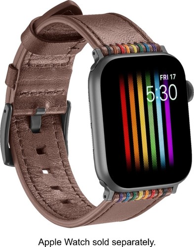 Platinum Genuine Leather Band for Apple Watch 42mm/44mm, Brown Pride Ed - NEW - Picture 6 of 7