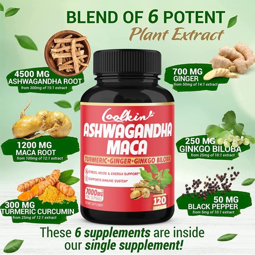 120 piezas Ashwagandha y Maca 7000 mg-Testosterona Booster, Aumentar la - Picture 3 of 11