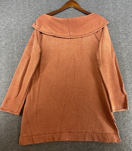 Zenergy by Chico's Size 2 (L) Orange Long Sleeve Off the Shoulder Sweater - Picture 2 of 10