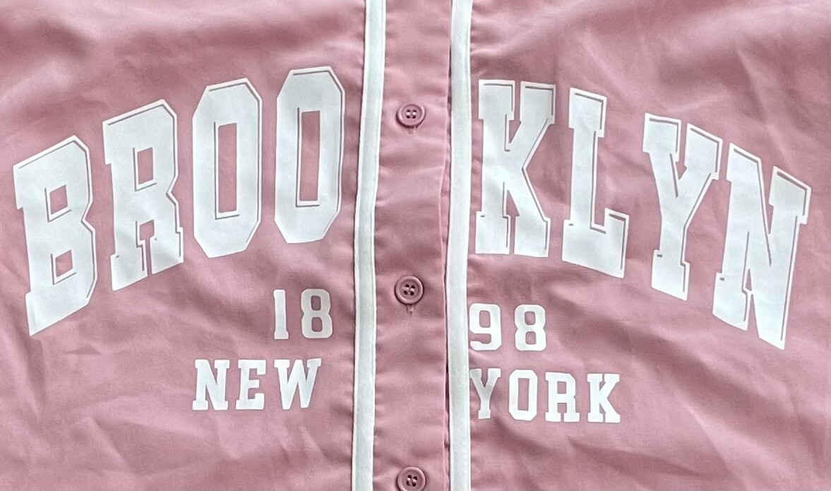Shein Brooklyn NY Jersey Style Shirt Women XL Pink Button Up