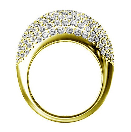 4.20 CT TW Pave Set Diamond Fashion Anniversary Ring in 14k Yellow Gold - Picture 3 of 3