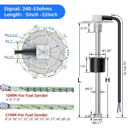 100-650 mm indicador digital de nivel de combustible sensor alarma medidor de tanque doble voltio de advertencia - Imagen 9 de 31