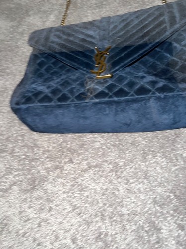 $3,200 SAINT LAURENT Deep Marine Loulou YSL Bag Quilted Blue Suede RARE - Picture 7 of 8