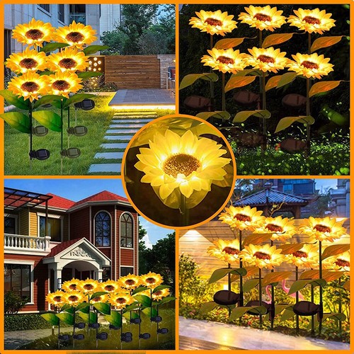 Solar Garden Lights LED Sunflower Stake Lamp Outdoor Yard Waterproof Patio Decor - Picture 10 of 16