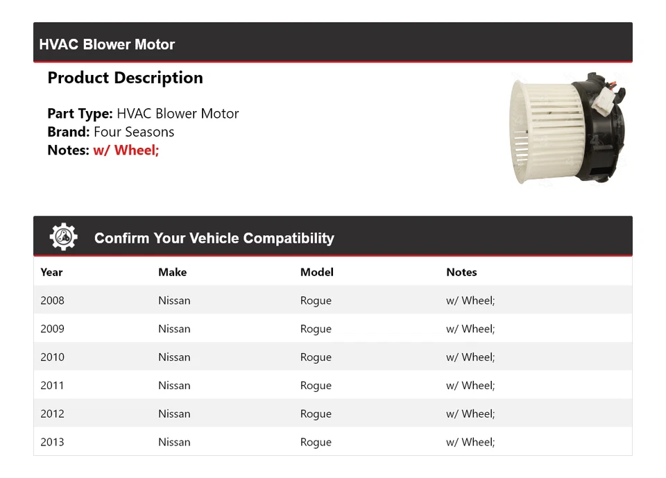Motor soplador de climatización para Nissan Rogue 2008-2013 4 estaciones 2009 2010 2011 2012 Foto 2 de 4