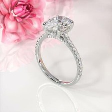 2.50Ct Oval Cut White CZ Vintage Engagement Ring In 14k White Gold Finish