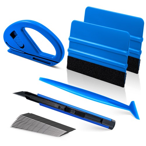 6 Stück Auto Folie Set Mikro Rakel Filzrakel für Car Wrapping Window Tint - Blau