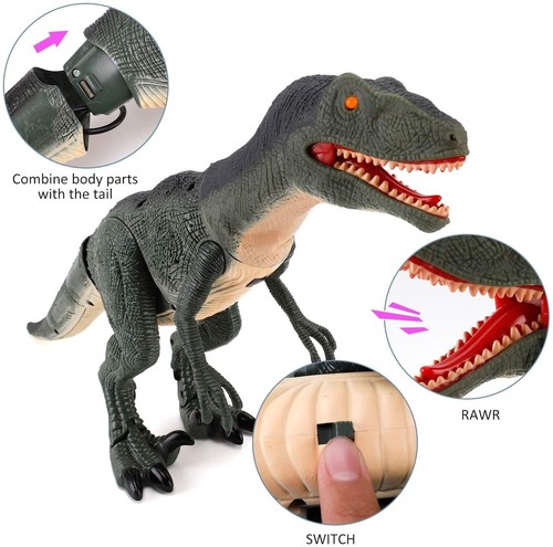 Contixo DR2 Velociraptor dinosaurio de radiocontrol, dinosaurio infrarrojo, despertar, rugir, edades 3-7+ - Imagen 13 de 16