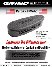 Grind to fit recoil pad, No metal insert, Black, Made in the USA! GRW-45