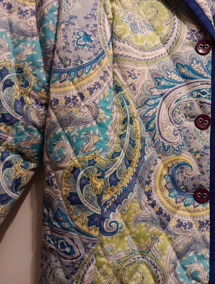 SUSAN GRAVER WOMEN'S PLUS LINED COLLARED Paisley BLAZER JACKET - BLUE - 1X - EUC - Image 2 of 4
