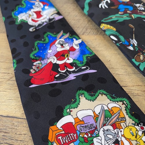 Pair of Neckties Vintage 1995 Looney Tunes Mania Golf Theme Bugs Bunny Ties Silk - Picture 4 of 8