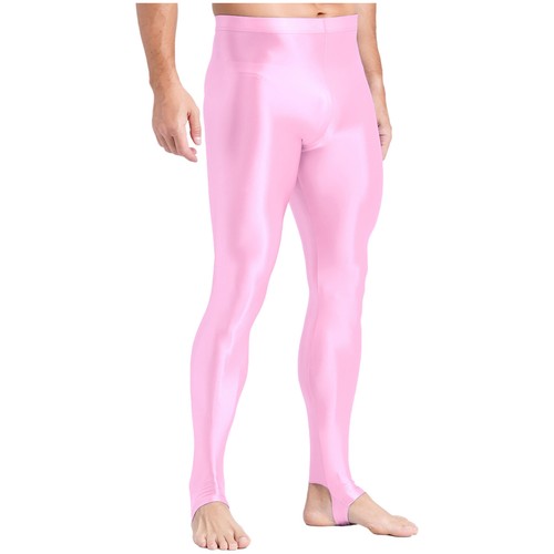 Pantaloni a compressione con staffa lucidi da uomo collant stretti controllo pancia modellante - Foto 40 di 105