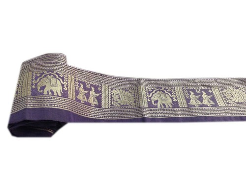 Om Vintage Saree Border 100%Silk Purple Ribbon Lace Trim 4 W' L233 - Picture 8 of 12