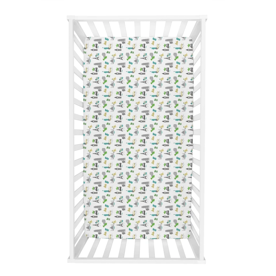 Sábana bajera ajustada Trend Lab Jersey, dinosaurios alrededor del mundo Foto 4 de 4