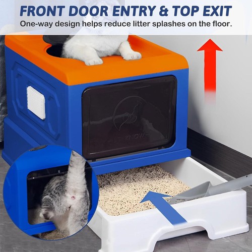 Folding Enclosed Cat Litter Box Foldable Drawer Toilet Anti-Splash Pet Supplies - Picture 4 of 19