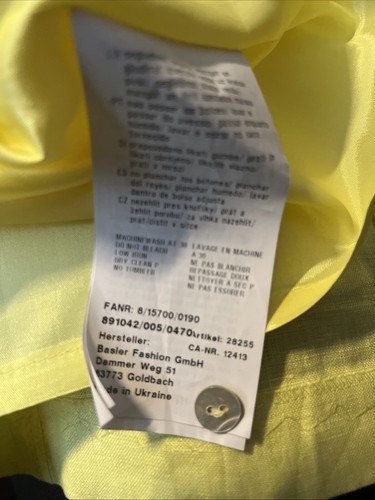 NWT Basler Women’s Dress Linen Midi Short Sleeve Lined Color:Yellow  Size:EU46 - Picture 9 of 10