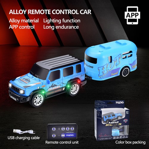 1:64 Mini RC Drift Truck Alloy Body Remote Control Car w/ App Control & Lights - Picture 8 of 25