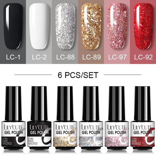 Nagellack Set 6tlg Nagelset Set Semi Permanent Base Top Coat UV LED Gel Set - Bild 39 von 149