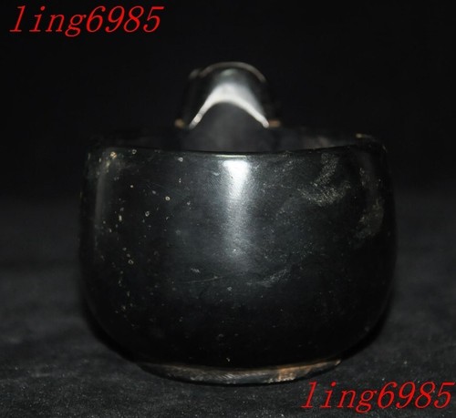 old China Hongshan Culture meteorite iron carved cicada Wine vessel Goblet Cup - Picture 5 of 7