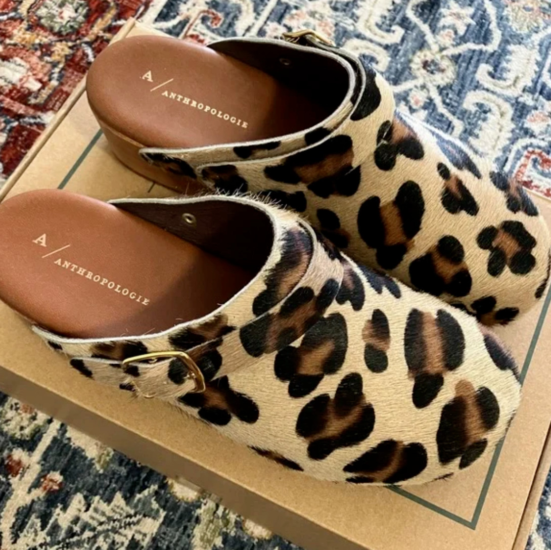 38/39/40/41  7/8/9/10 New Anthropologie Classic Womens Clogs Shoes Leopard 120$