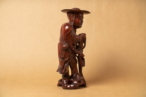 Wise Laughing Buddha Figurine Putai Taoism China Wood Carved XXth Rosary D - Picture 4 of 8