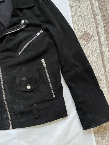 OAK NYC Black Suede Motorcycle Jacket Mens Small - Picture 6 of 14