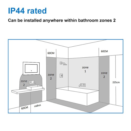 LED Bathroom Mirror With Shaver Socket Demister Lights Touch Switch Illuminated - Picture 7 of 51