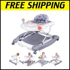 5-in-1 Foldable Baby Walker: Rocker  Activity Center for Toddlers Grey 