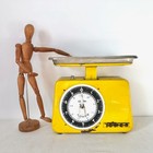 Vintage Tower Kitchen Scale - Yellow MCM Metal Kitchen Decor Scale