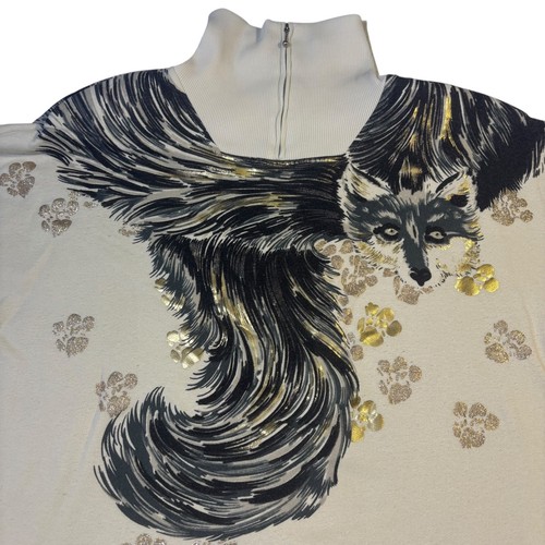 Vintage Blowout LA Wolf Art Graphic Paw Print Pullover Sweatshirt Dress** - Picture 2 of 13