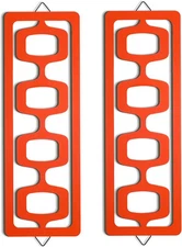CroBlissful 2 Pcs Mid Century Modern Wall Art Wood Orange 