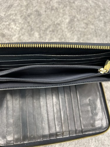 Cartera acordeón de cuero Valentina con cremallera alrededor tarjetero negra hecha en Italia - Imagen 5 de 7