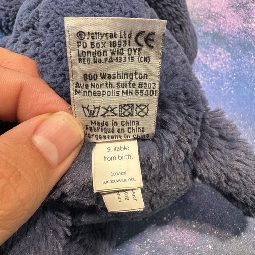 Peluche Jellycat London Bashful Elephant 12" Lovey morbido blu navy - Foto 6 di 7