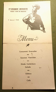Menu 1ste Regiment Grenadiers 7 Januari 1940