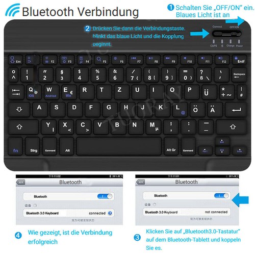 QWERTZ Tastatur Hülle mit Maus Für Samsung Galaxy Tab A11+ A9+ S11 S10 S9 FE S8 - Bild 3 von 68