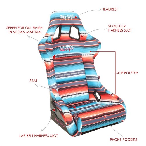 NRG Prisma Fixed Back Bucket Racing Seat FRP-302-BAJACALI Ultra Serape Print - Picture 6 of 7