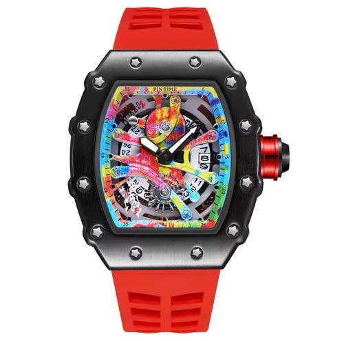 Orologio Richard Fashion Style Rapper Mille Red Homage Printed Dial - Foto 7 di 9