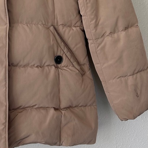 Abrigo acolchado Lands End parka neutro con capucha esquí cálido invierno exterior bronceado M - Imagen 6 de 14