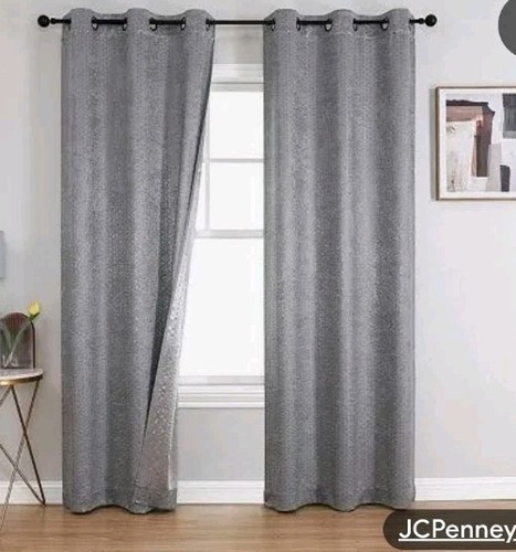 JCP Salz Verdunkelungsvorhänge 2 Paneele Ösen Salz & Pfeffer Grau 36x63" - Bild 8 von 8