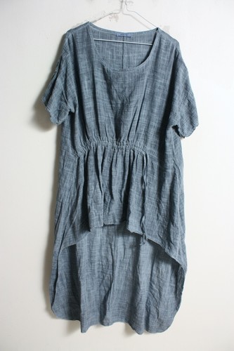 Made in Italy Damen reine Baumwolle Kordelzug Wasserfall Overall Kleid (c19)