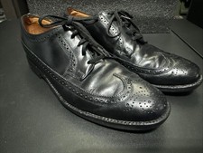 Florsheim Royal Imperial Vintage Black Leather Wingtip Oxford Shoes 9  Men's
