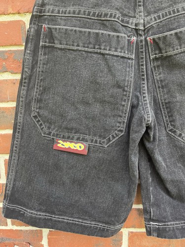 1990s Y2K JNCO Shorts Black Logo Wide Leg 31” Waist 12.5” Inseam - Picture 4 of 4